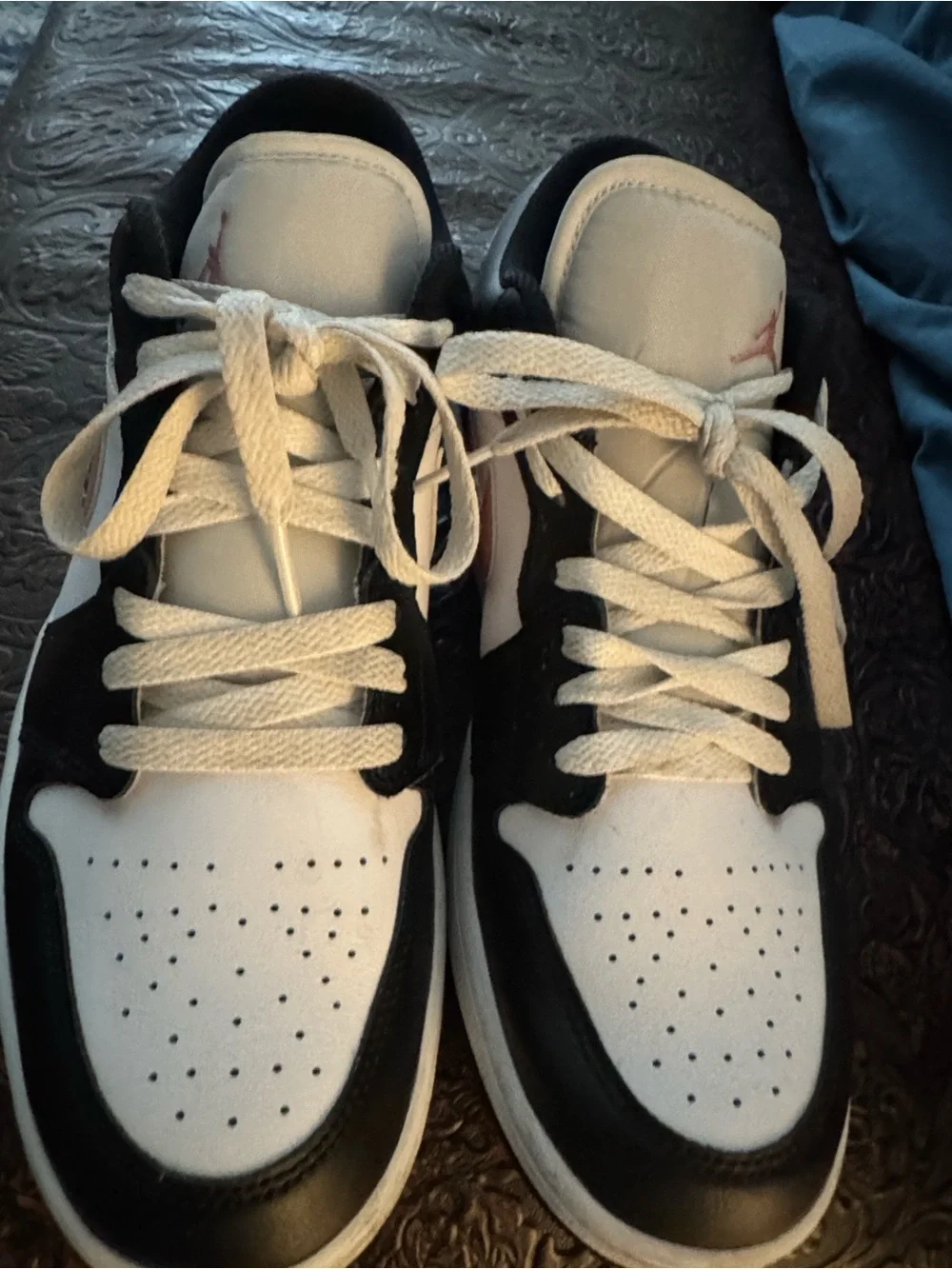 Jordan Low-Top Sneakers in White, Black & Coral Pink